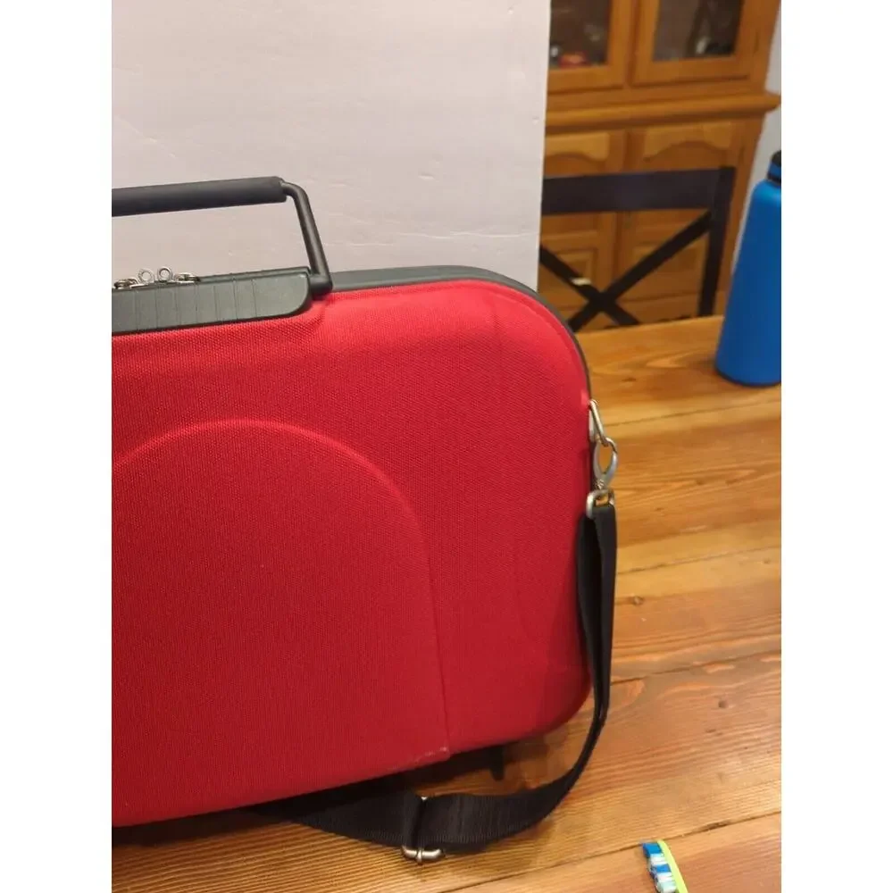 Classic Sonada Hardside Laptop Case Red And Black With Shoulder Strap